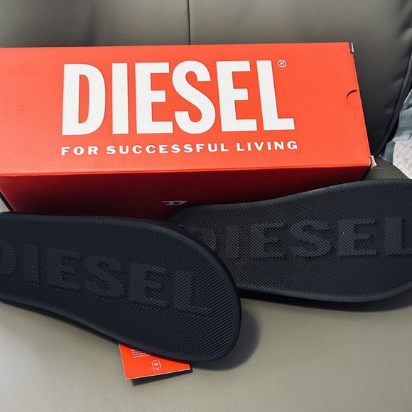 BNWB WOMEN'S DIESEL SA-MAYEMI DW SLIDES SANDALS BLACK WITH RED LOGO US SIZE 7 - Picture 6 of 12